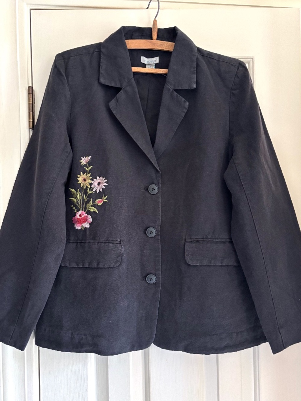 Sundance Linen/Cotton Floral Embroidered Blazer Medium